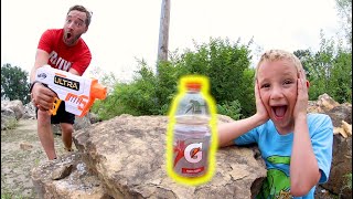 Father VS Son GAME OF BOTTLE FLIP 8! (Nerf Defense!) screenshot 5