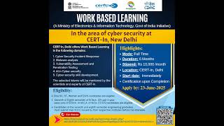 CERT-In offers internship opportunity under Work Based Learning (WBL)