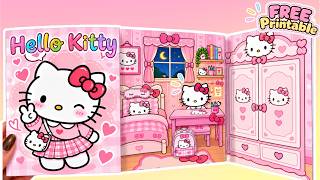 Spend the Day with Hello Kitty! 🎀 | Paper Squishy Book | Paper DIY  FREE Template | ASMR