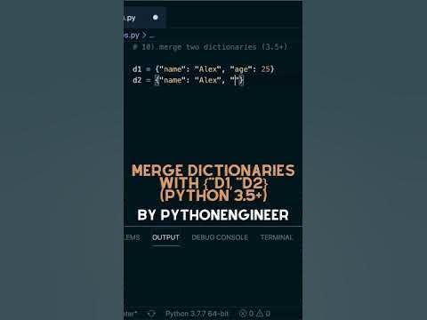 Merge dictionaries with {**d1, **d2} (Python 3.5+) - YouTube