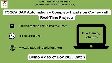 TOSCA SAP Automation Demo video on 4th Nov 2025.call/WhatsApp us on+91-9133190573 to enroll.