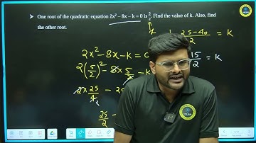 2 One root of the quadratic equation 2x2 – 8x – k = 0 is 5/2. Find the value of k. Also, find the