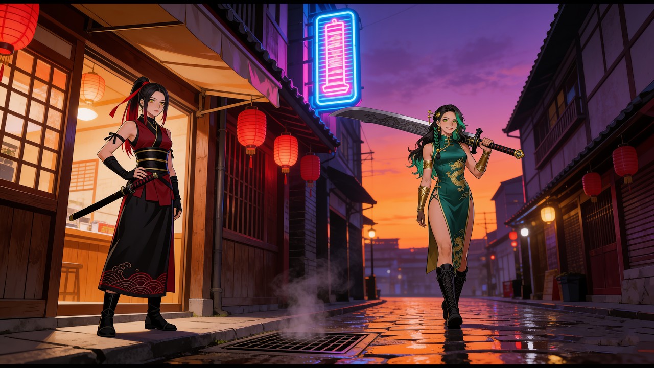 👘⚔️ Suzu Kurenai vs Xue Feiyan | Duelo de Personajes Originales | Animación IA
