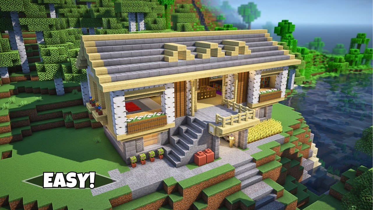 Minecraft: How to Build a Survival House | Birch & Stone!🏡39