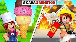 EU TROCO de PROFISSÃO no ROBLOX! (2 Minute Town)