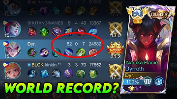 DYRROTH 82 KILLS / 0 DEATH !! 😱🔥 NEW WORLD RECORD?(NOT CLICKBAIT) - Mobile legends
