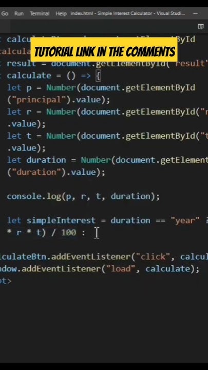 Simple interest calculator using HTML CSS and JavaScript #coding # ...
