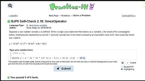 Java Practice-it | Primitive Data and Definite Loops | Self-Check 2.18 : timesOperator