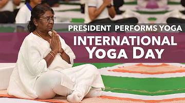President Droupadi Murmu performs Yoga on International Yoga Day at Rashtrapati Bhavan