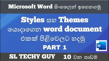 Lesson 10 : How to Use Styles in MS Word - Sinhala