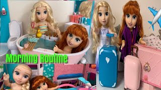 Elsa and Anna toddlers Morning Routine and Packing for Vacation videos