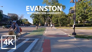 |4K| Walking in Evanston -  A Chicago Suburb - Northwestern University Area - USA - 2022