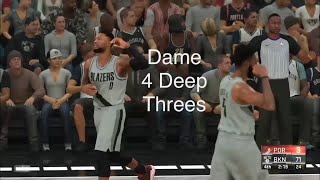 Damian Lillard Four Deep Threes vs Brooklyn Nets | NBA 2K21