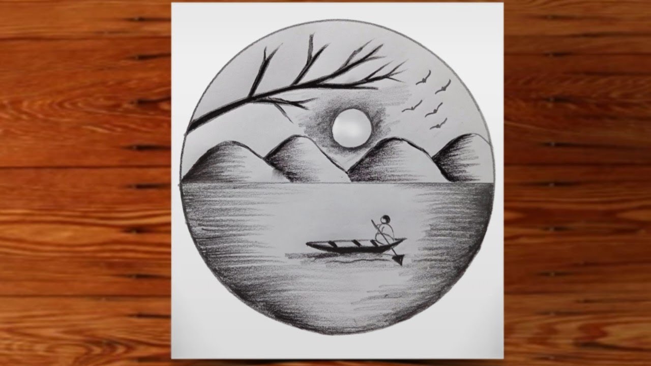 Easy circle scenery drawing /Easy drawing ideas for beginners/ How to ...