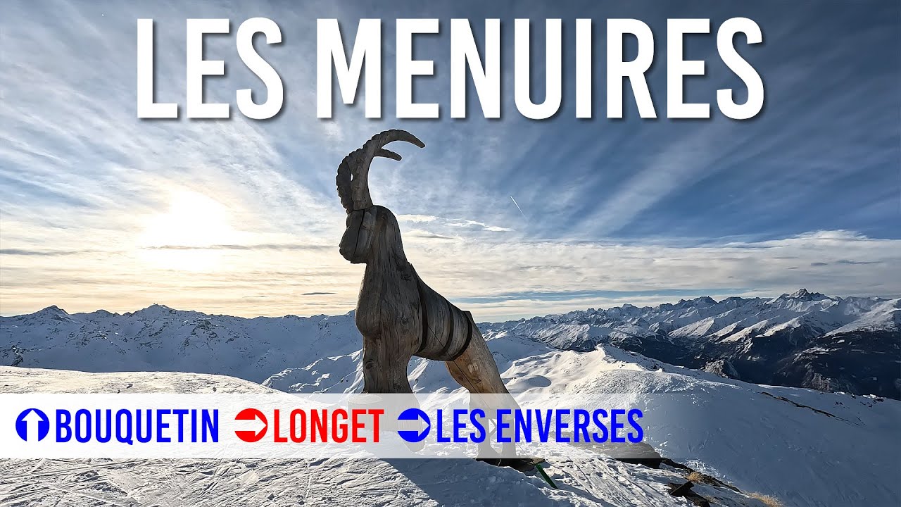 Skiing blue and red pistes 'Bouquetin', 'Longet' and 'Les enverses' in Les Menuires, Les 3 Vallées