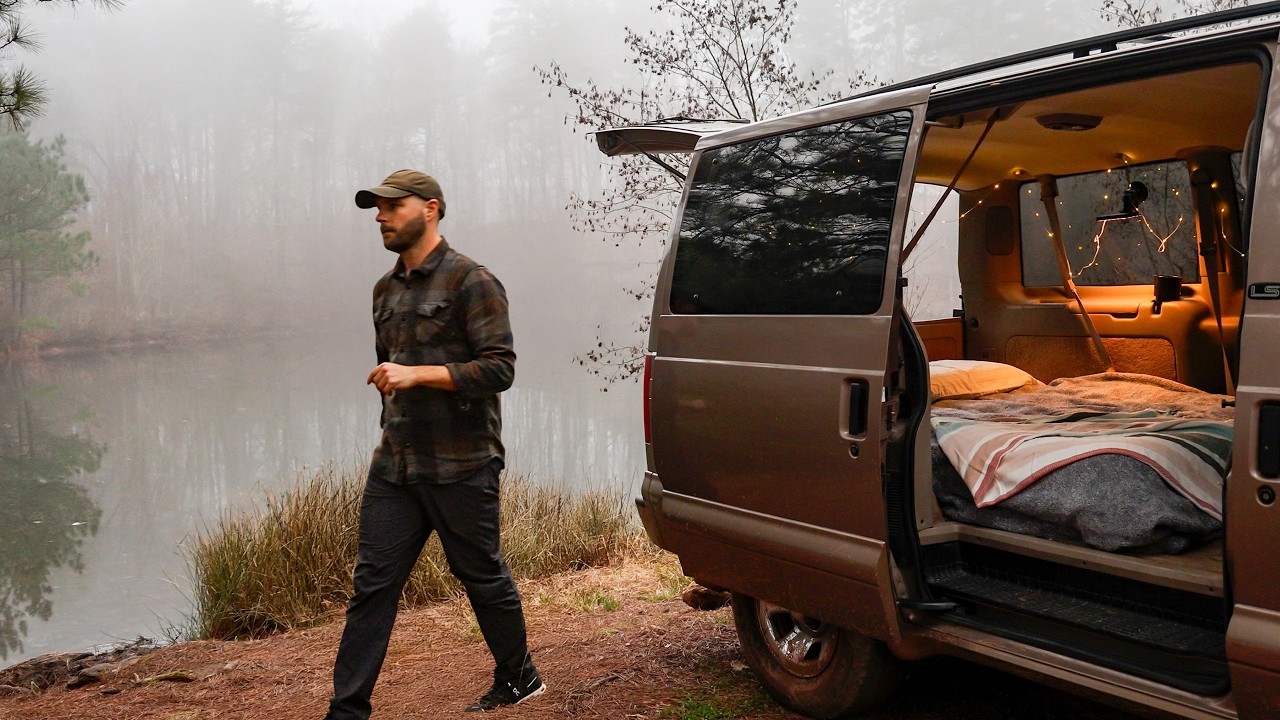 Cozy Camping on Foggy Mountain Lake | Sounds of Camping | Relaxing ASMR