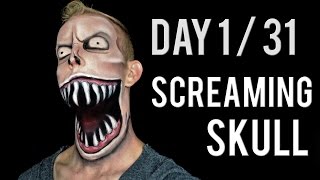 Day 1 - Screaming Skull Halloween Makeup Tutorial
