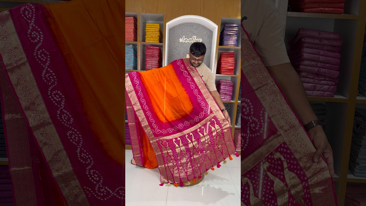 Pure Viscose Dola Silk Tye & Dye Bandhani Saree