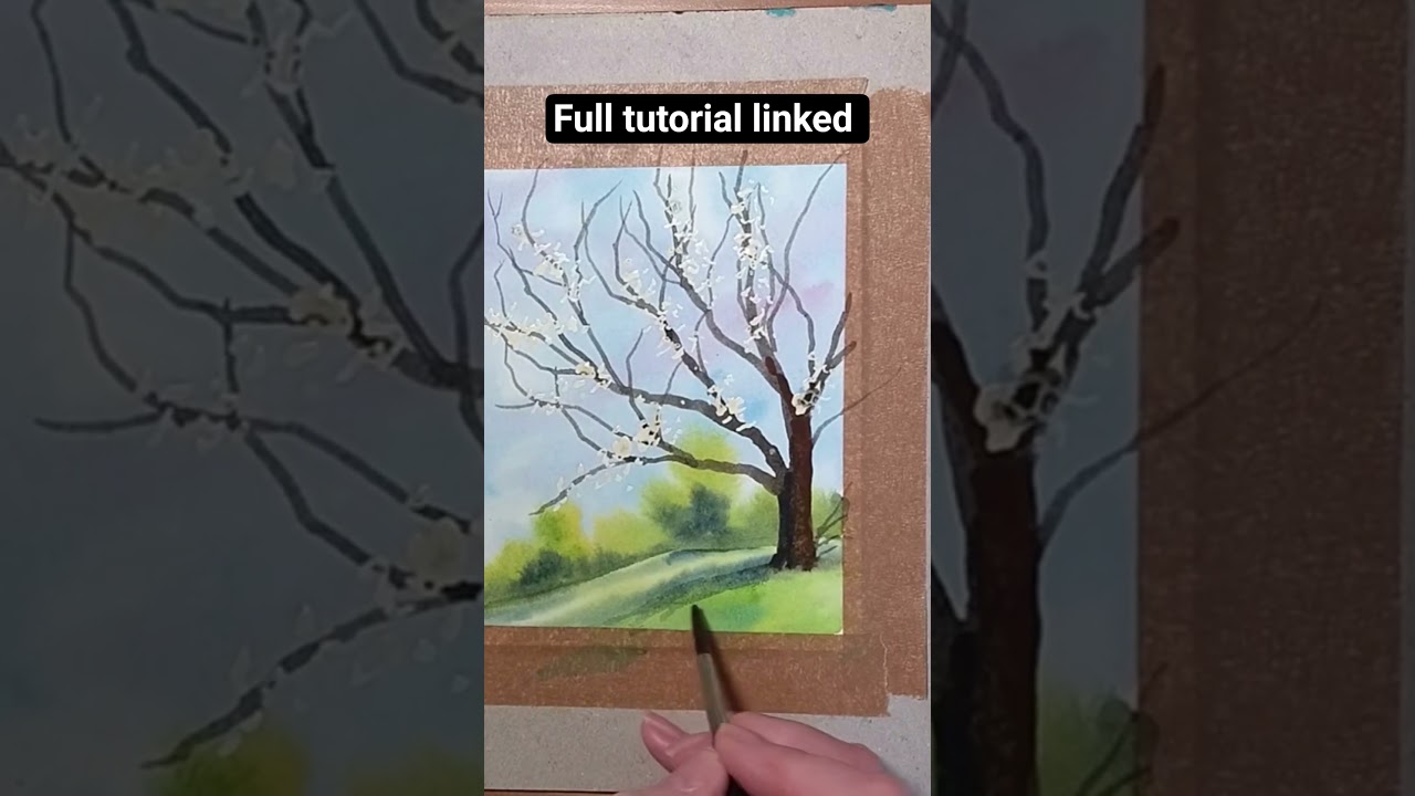 #watercolor trees, shadow full tutorial linked