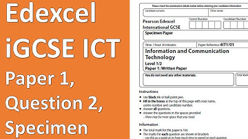 Edexcel iGCSE ICT Specimen Paper 1 Question 2