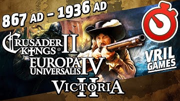 CK2 to EU4 to V2 Mega Campaign 867 AD to 1936 AD Timelapse