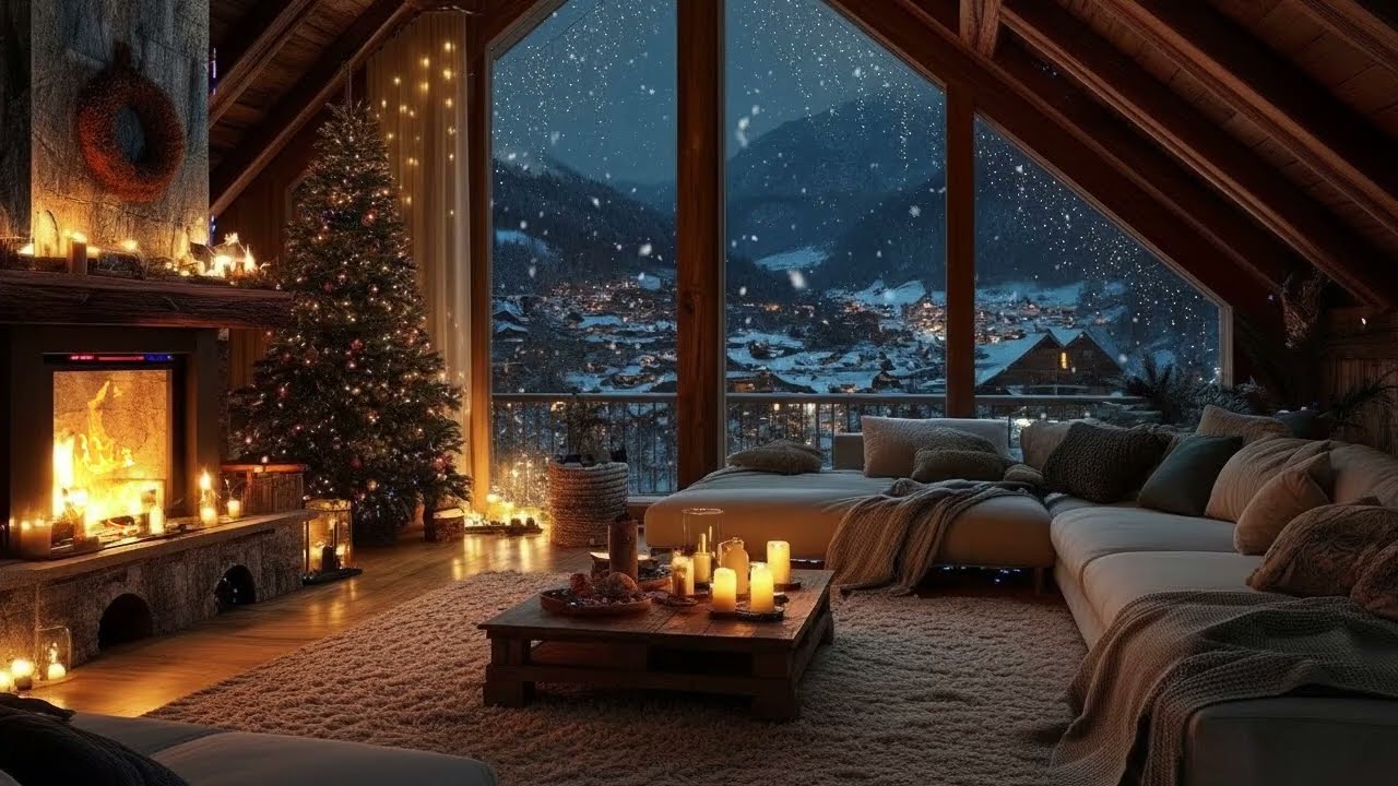 Cozy Christmas Fireplace 🎄 | Relaxing Piano Music & Crackling Fire for Deep Sleep