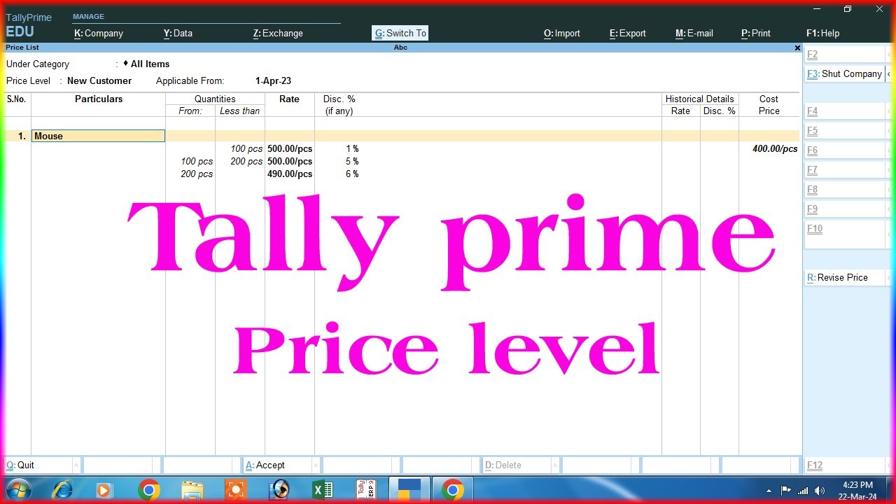 Price Level In Tally Prime Price List In Tally Prime Multiple Price 