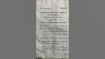 MEG-05 Literary Criticism and Theory June -2023 || Master’s Degree Programme in English || MEG -05