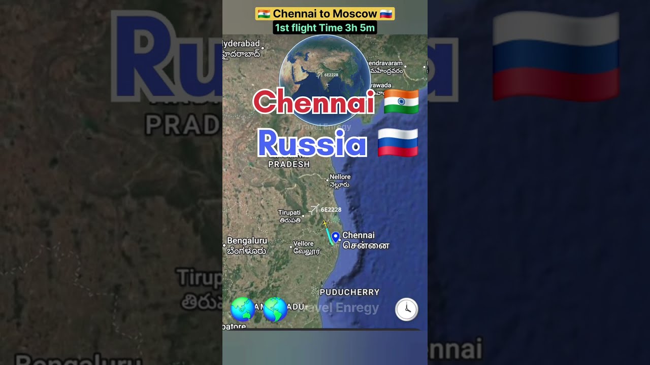 Chennai 🇮🇳 Russia Moscow 🇷🇺 flight Route 1stop flight ✈️ 
