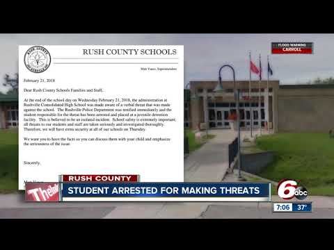 Student arrested after making verbal threat against Rushville Consolidated High School