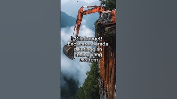 Excavator berada di ketinggian tebing curam!