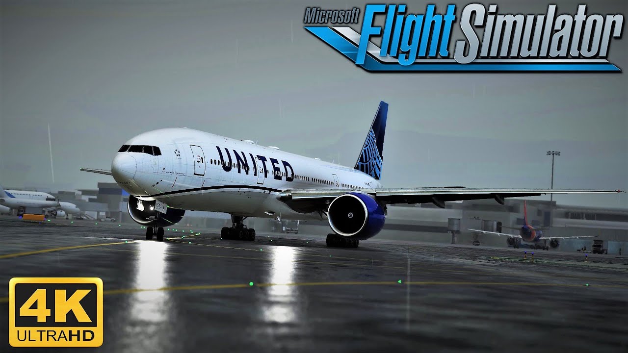 Microsoft Flight Simulator 2020 *ULTRA* | 777-ER STORMY TAKEOFF in Madrid | 4K