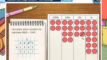 Subtracting four digit numbers with one exchange