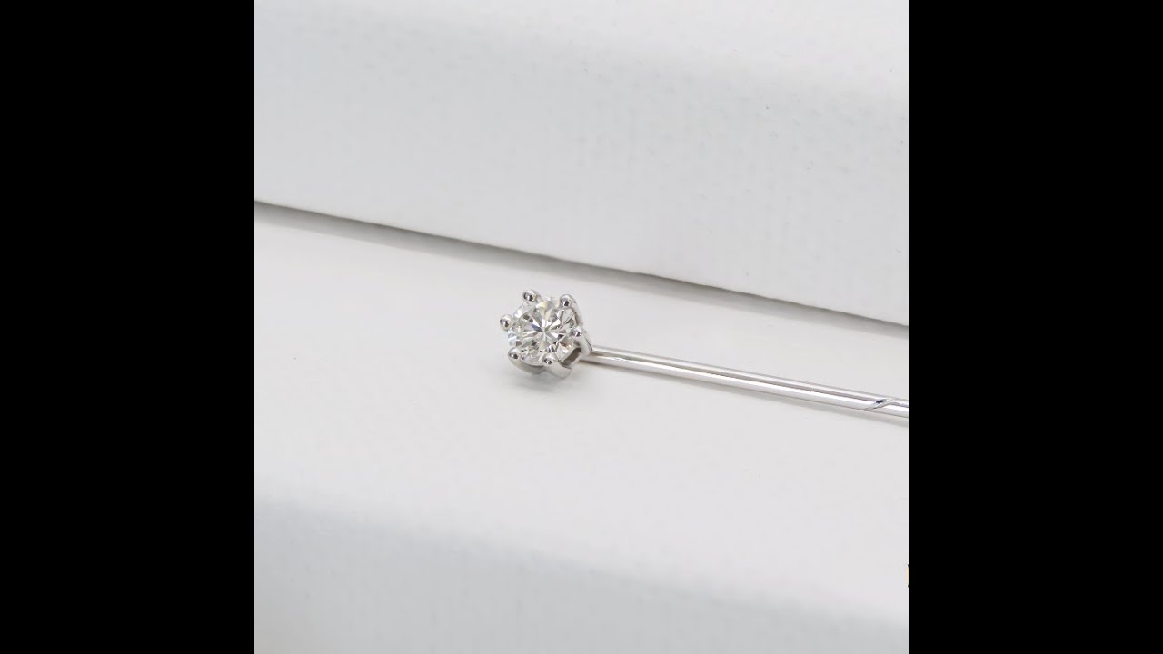 Everett 9k White Gold Natural Diamond Tie Pin   HD 1080p