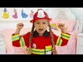 Diana Pretend Play Firefighter & Helps Dad