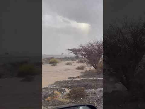 جريان الشعاب على قرية الميسر سمد الشأن بولاية المضيبي الاثنين 14 7 2025 سيول امطار اكسبلور