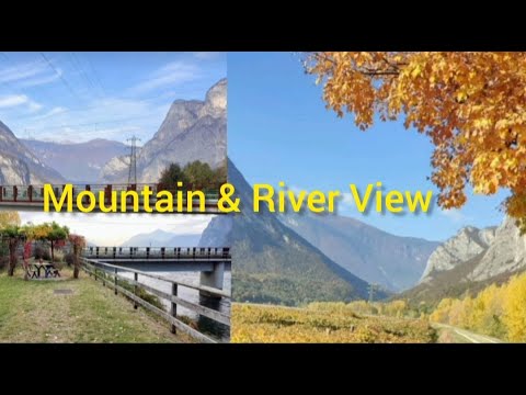 River and Mountain view of Mezzolombardo, Trentino, Italy