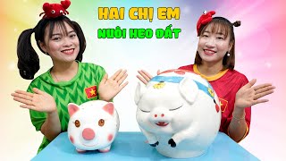 Món Quà Bố Tặng - Trò Chơi Hai Chị Em Nuôi Heo Đất ❤ BIBI TV ❤