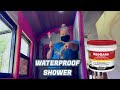 WATERPROOFING Shower Walls With REDGARD * Skoolie Conversion * Gus The Struggle Bus