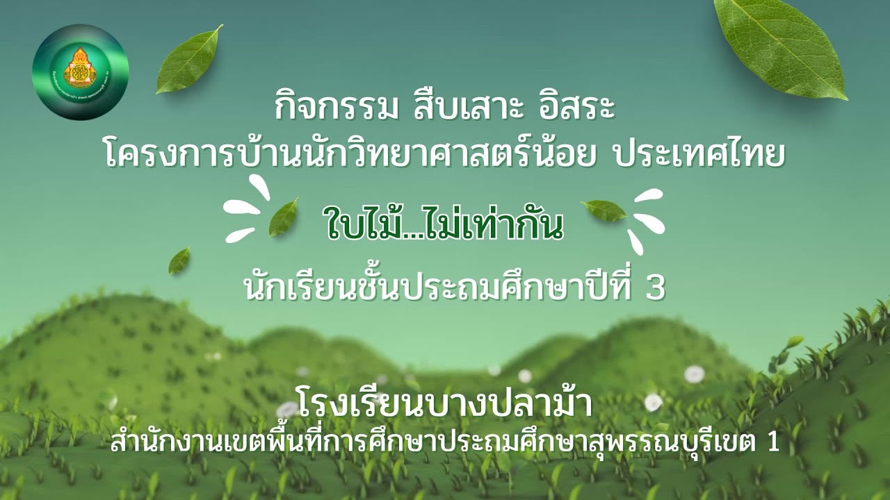 กิจกรรม สืบเสาะ อิสระ ใบไม้...ไม่เท่ากัน ป.3 - โรงเรียนบางปลาม้า สพป.สุพรรณบุรี เขต 1