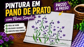Pintura em Pano de Prato com Flores Simples – Passo a Passo Fácil