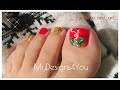 Christmas Holly Toenail Art Design ♥ Holiday Pedicure