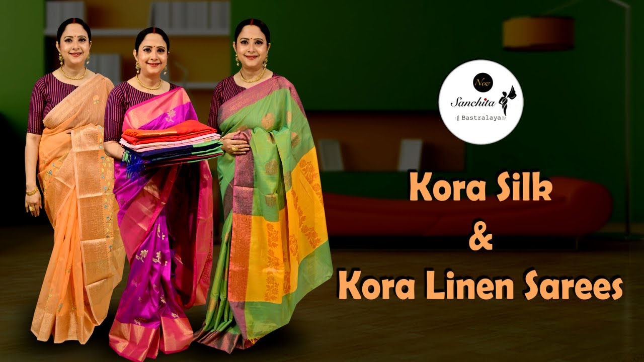 Exclusive Kora Silk and Kora Linen Sarees | Super Affordable Party Wear Sarees | Sanchita