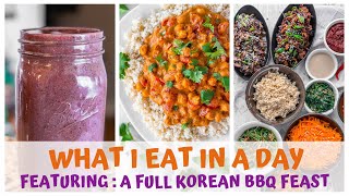 WHAT I EAT IN A DAY featuring a full RAW VEGAN KOREAN BBQ FEAST