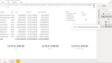 Power BI DAX: All vs All Except Function