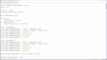 Python Tkinter - 14 - Menubar and Menus
