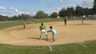 School ball: hit to center field, making it to 3rd!