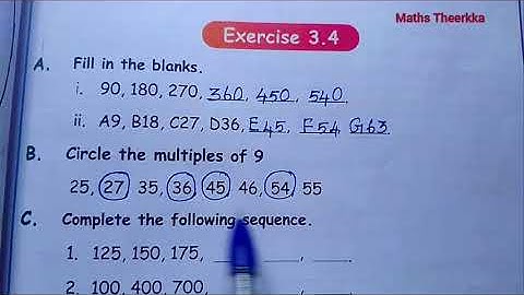 4th std maths term 1 unit 3 | Exercise 3.4