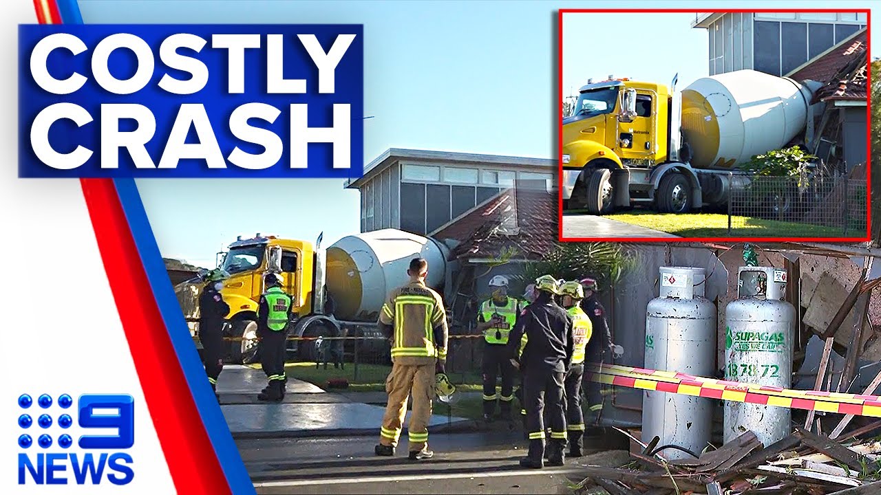 Shocking moment cement truck ploughs into Sydney home | 9 News ...