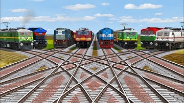 8 HIGH SPEED TRAINS CROSSING DANGEROUS BUMPY FORKED RAILROAD TRACK | Beamng.Drive | Train Simulator